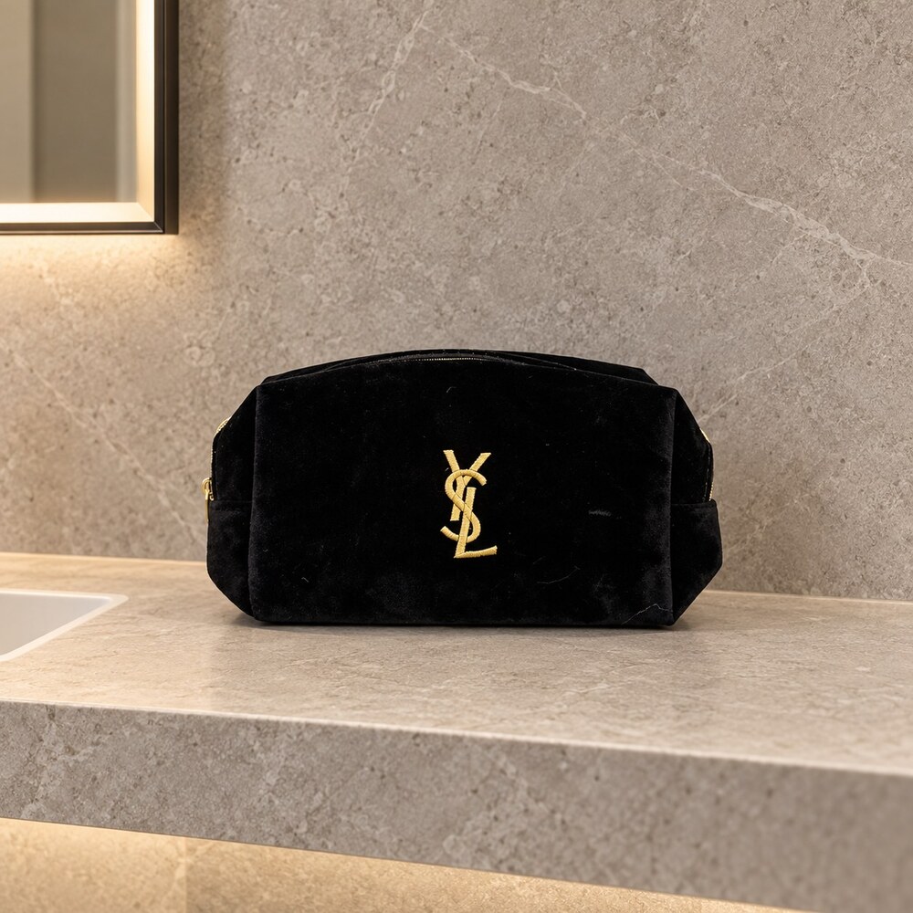 Yves Saint Laurent Black Velvet Makeup Bag | Vanity Storage